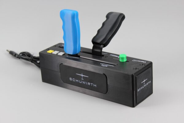 il_fullxfull.8019336924_fzgl-1.jpg Schuwirth glider control joystick - black throttle quadrant with blue handle