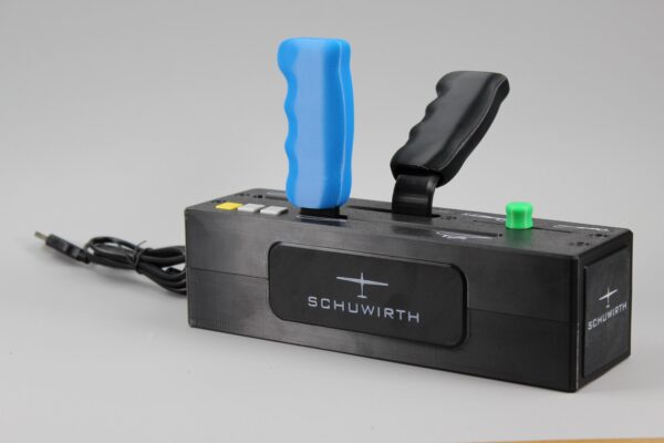 il_fullxfull.8067253779_fqdi-1.jpg Schuwirth glider control joystick - control panel with green button and small buttons