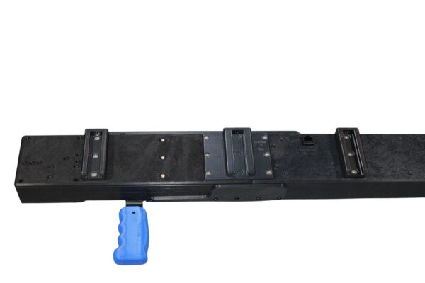 Schuwirth PRO mounting rail with attachment brackets and blue grip handle