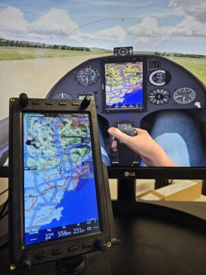 Schuwirth Flight Computer - hardware panel with touchscreen showing topographic map and flight data